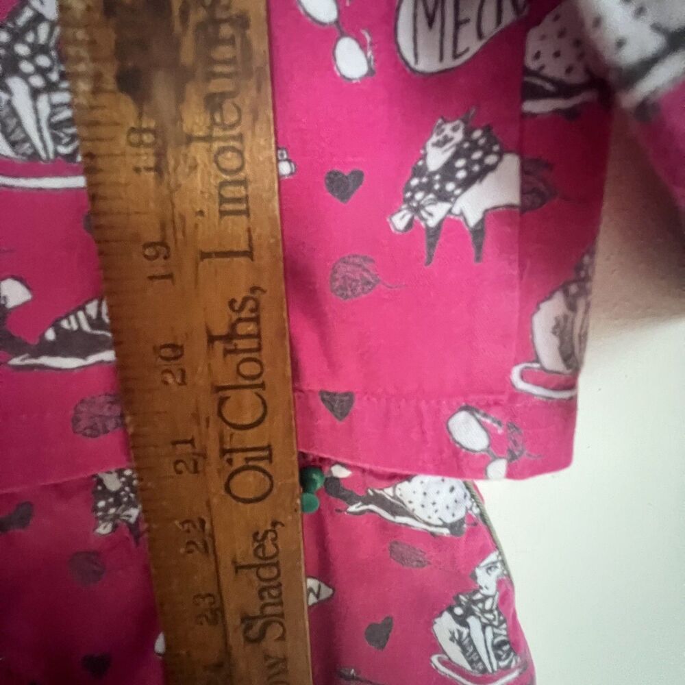 Mahogany Womens S Pajama Set Cats Meow Pink Pockets 100% Cotton - Picture 7 of 10